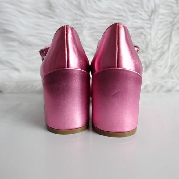 Christian Louboutin Miss Jane 55 Mary Jane Metallic Pink Leather Low Heels 36.5 - Picture 10 of 16